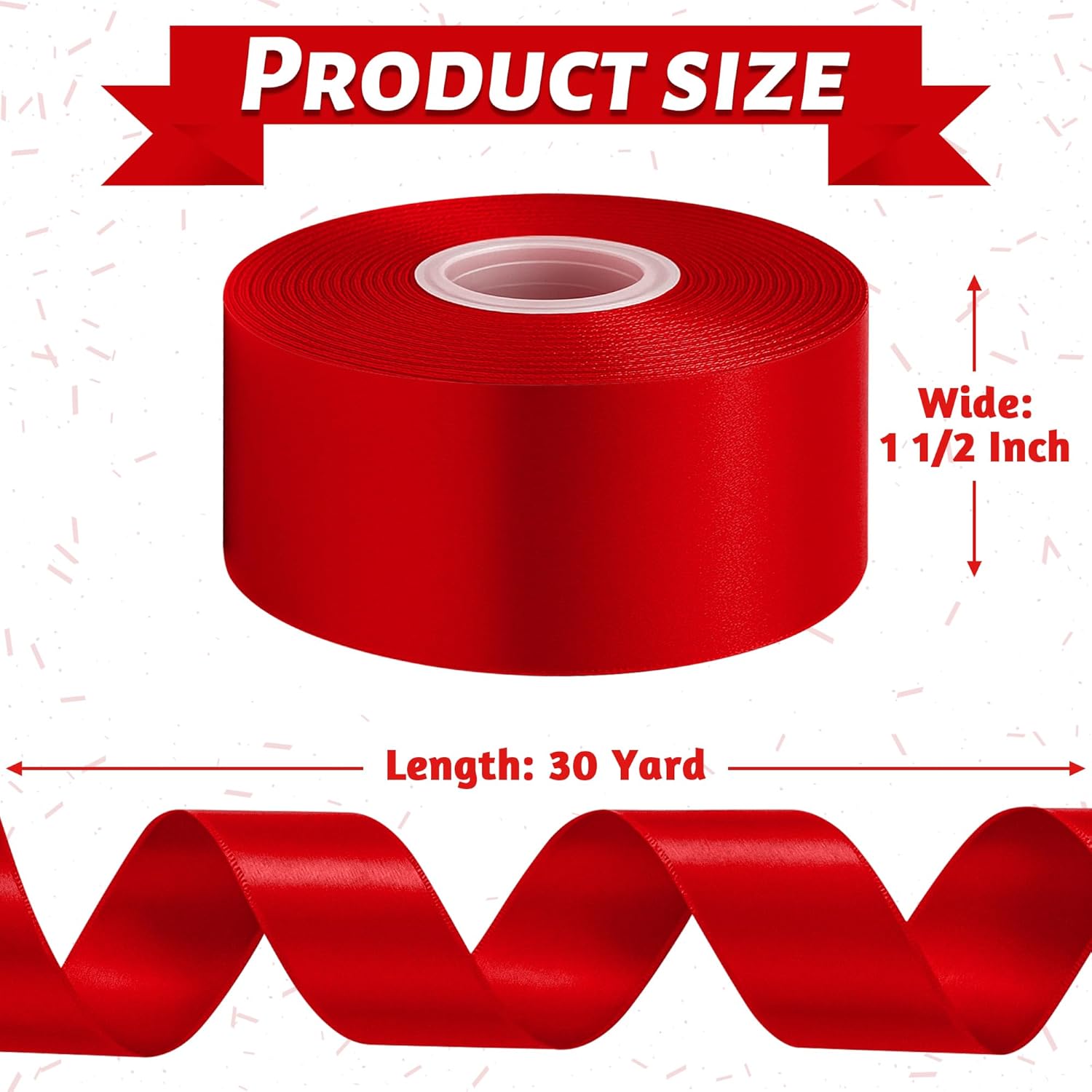 Thumbnail 1 de Fullive Red Ribbon 1 1/2 Inch 30 Yards 🎀