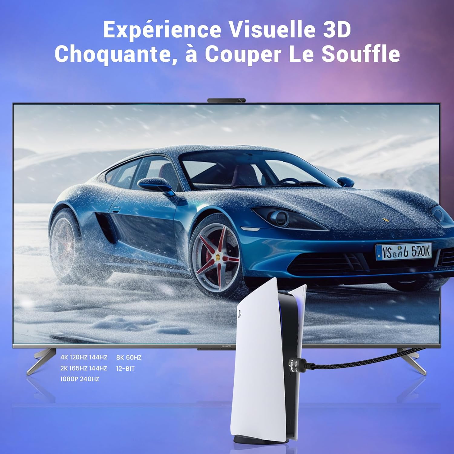 Thumbnail 3 de Câble HDMI 2.1 Etseinri 2 m certifié 48 Gbps (4K 240 Hz / 8K / eARC, HDR10+ & Dolby Vision)