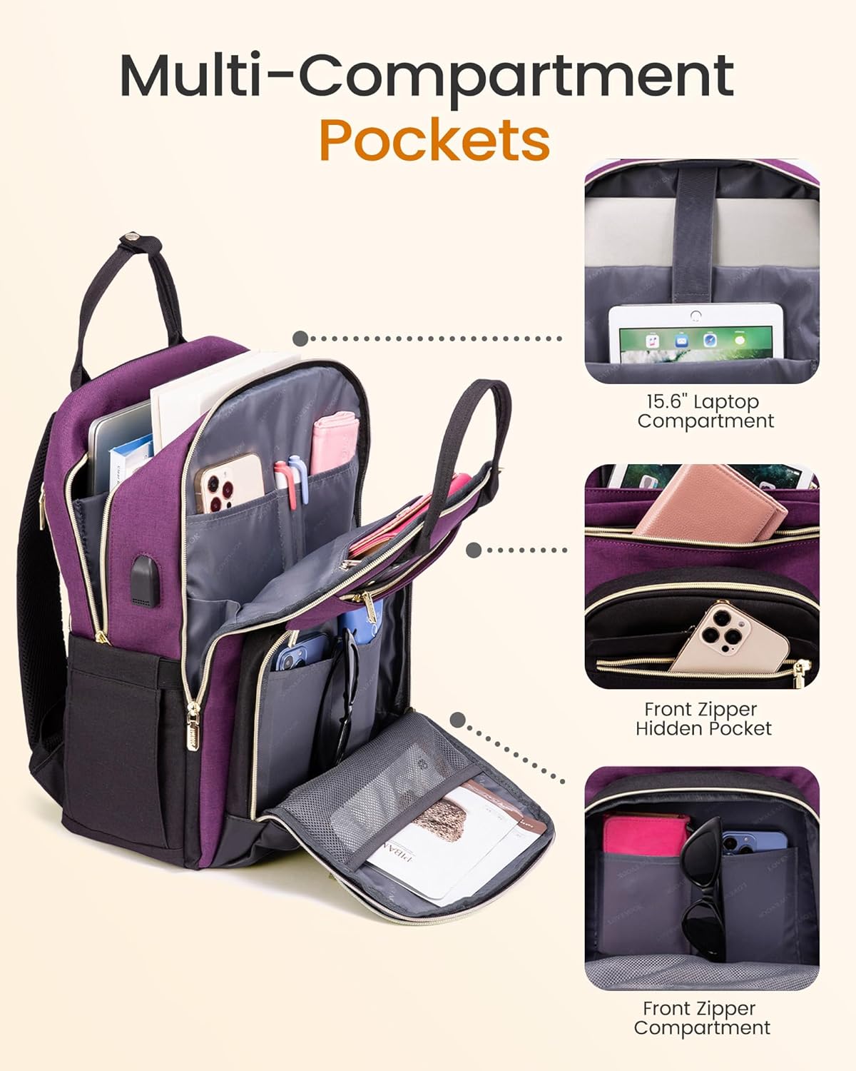 Thumbnail 3 de LOVEVOOK 15.6 inch laptop backpack 23 L