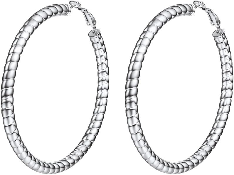 Detalle de PROSTEEL Boucles d’oreilles créoles femme en acier inoxydable 316L (diamètre 25/40/70 mm)