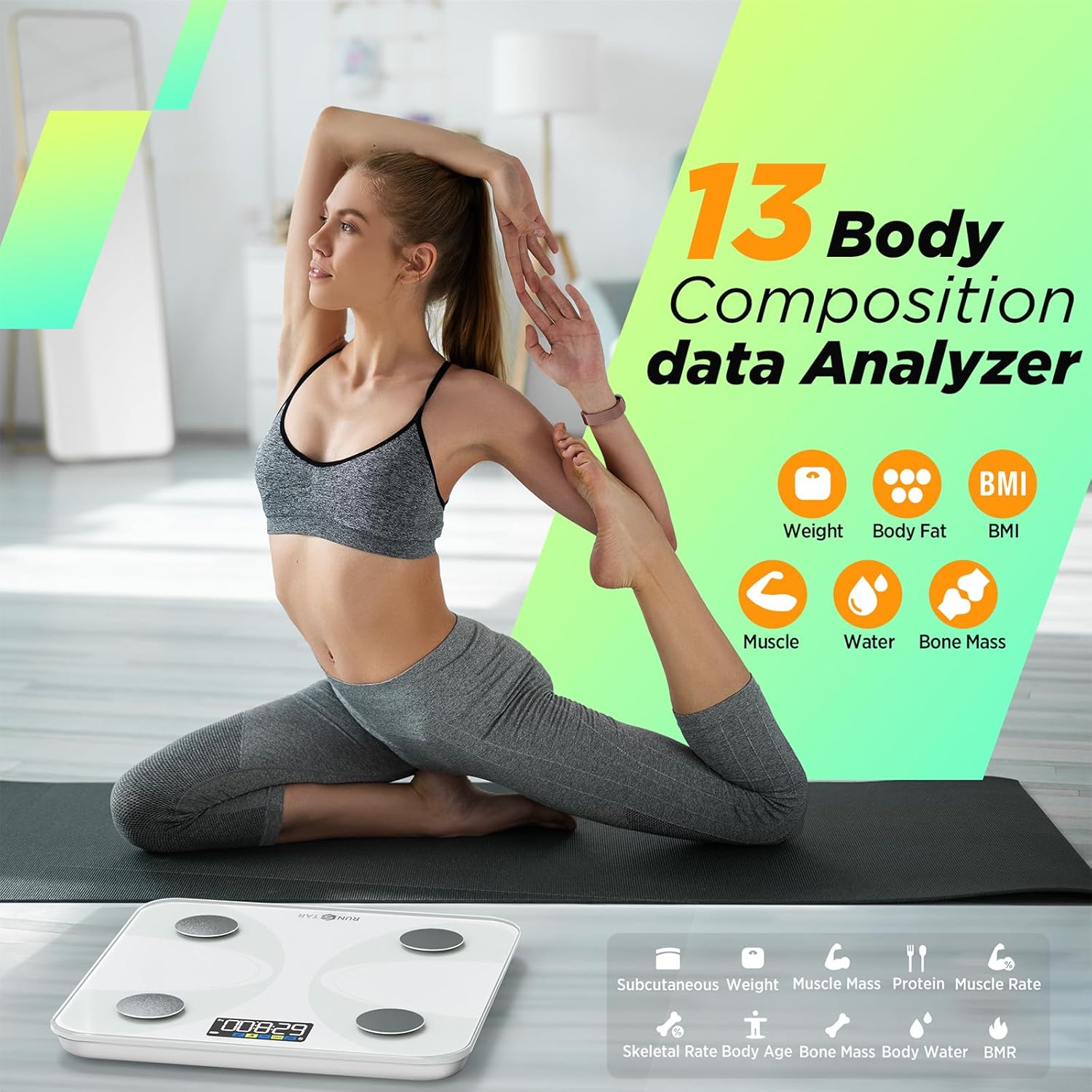Thumbnail 2 de runstar Runstar Smart Scale for Body Weight and Fat Percentage (BIA) with Starfit app sync