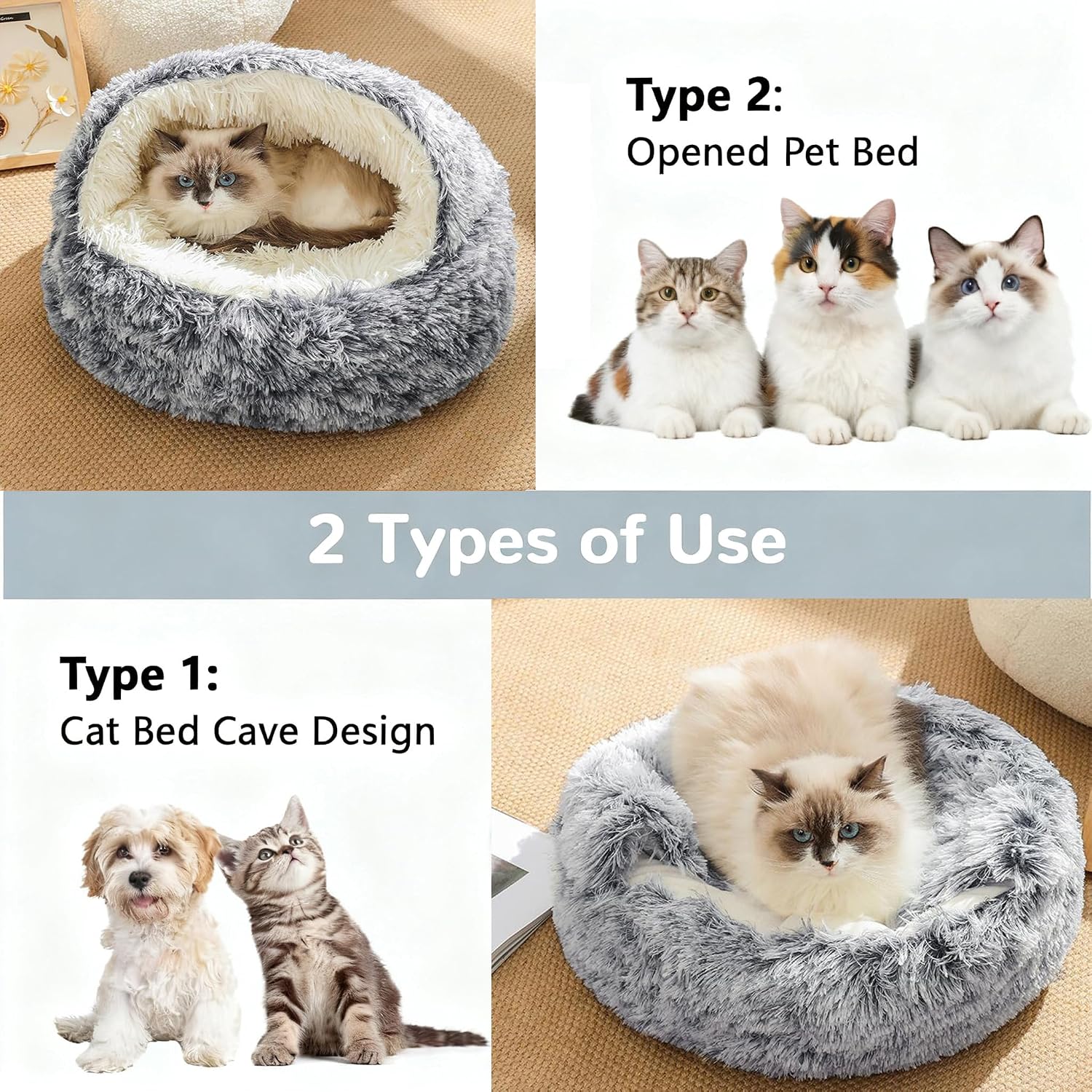 Detalle de SHJOEE Flauschig Haustierbett für Hunde & Katzen
