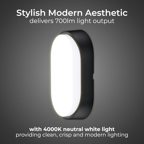 Detalle 2 de Luceco Aplique de Pared Ovaldo 10W LED para Exterior (Negro/Blanco) – IP54