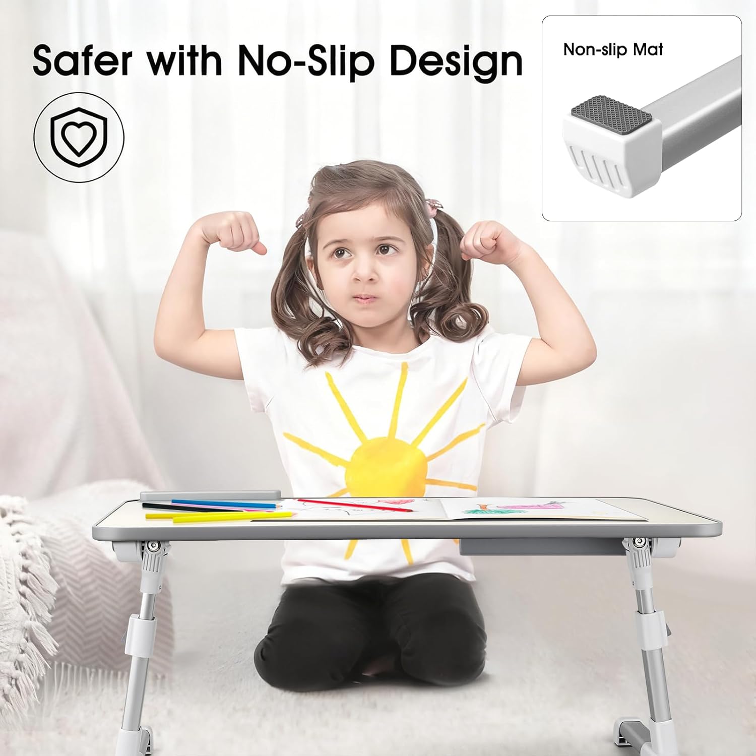 Thumbnail 4 de AirOpen Table de lit pliante pour ordinateur portable (réglable en hauteur et angle) avec tiroir et emplacement tablette