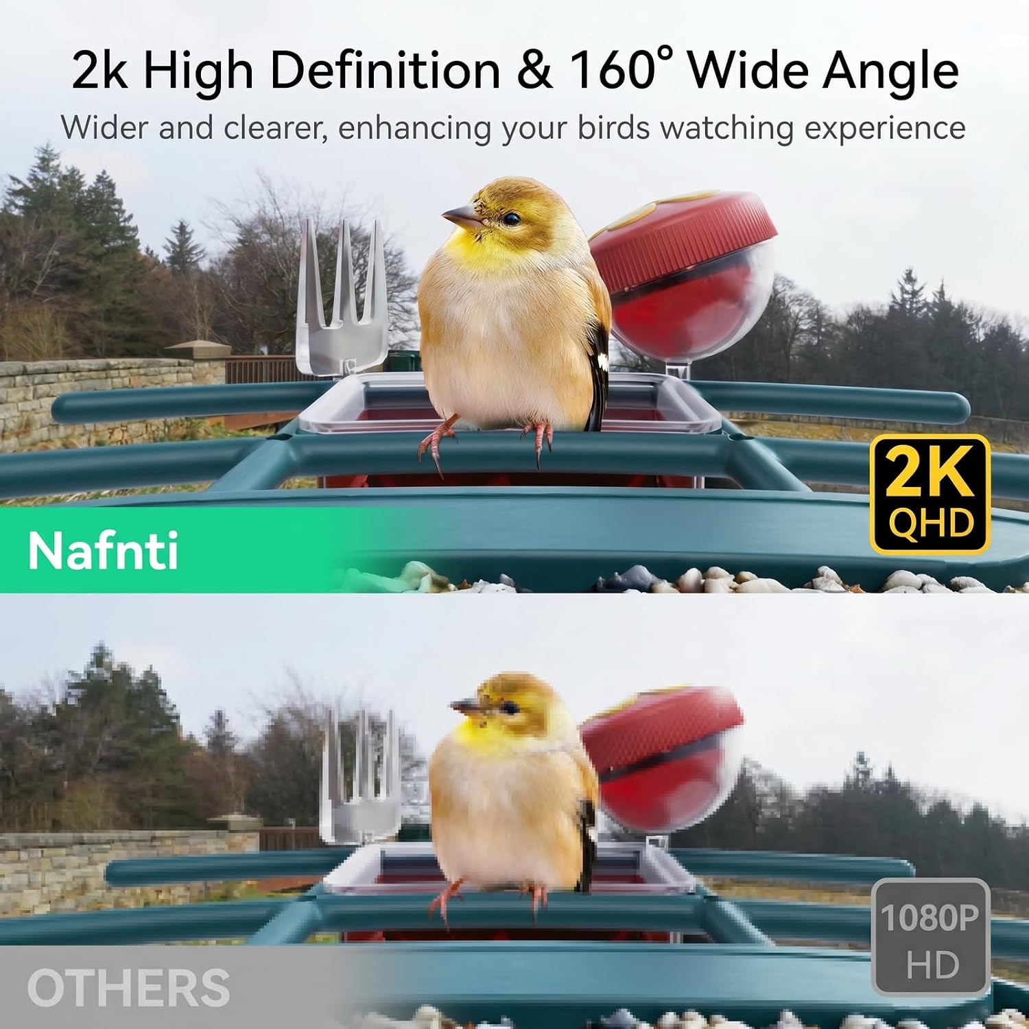 Thumbnail 2 de Nafnti Smart Bird Feeder with Camera, 1.8 L, 2K Video and Solar Panel