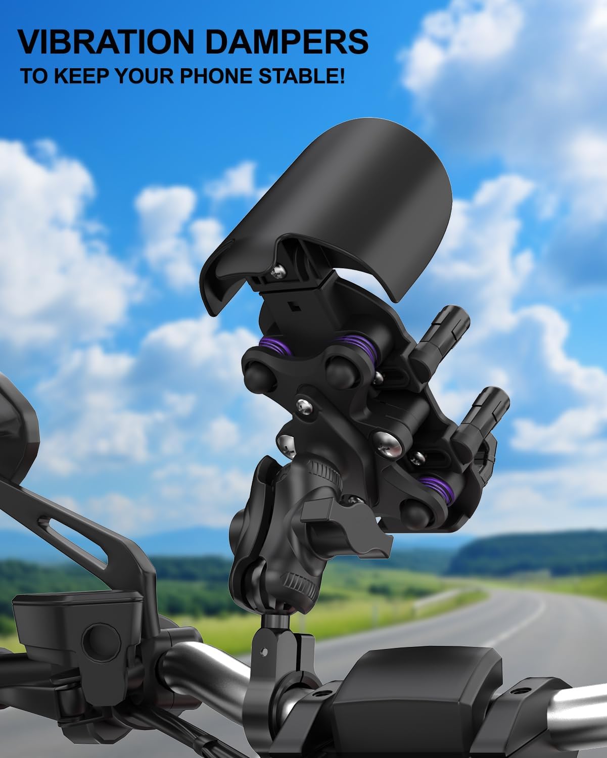 Detalle 2 de iMESTOU Motorrad-Telefonhalterung Anti-Vibration, für 12–32 mm Lenker 5,4"–7,0"