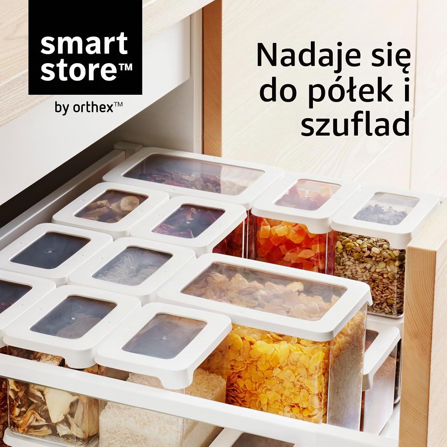 Detalle de SmartStore – zestaw 4 przezroczystych pojemników na żywność 2,25 l, szczelnych