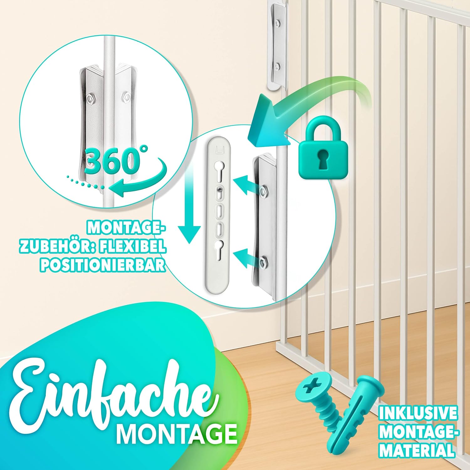 Detalle 2 de KIDUKU® Kaminschutzgitter mit Tür aus Metall – faltbares Absperrgitter 600 cm inkl. 10 Elementen (Grau)