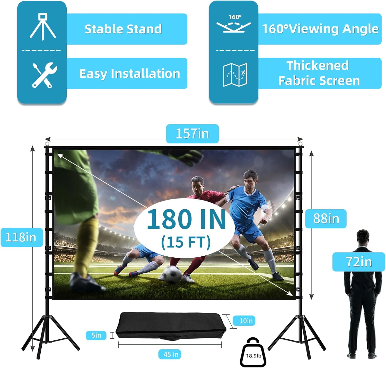 Detalle 2 de TOWOND 180 inch projector screen for outdoors