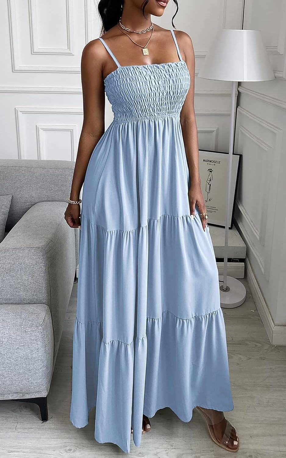 Detalle de PRETTYGARDEN Women's Summer Maxi Dress 2026: Casual Boho Sleeveless Sundress for Beach Days
