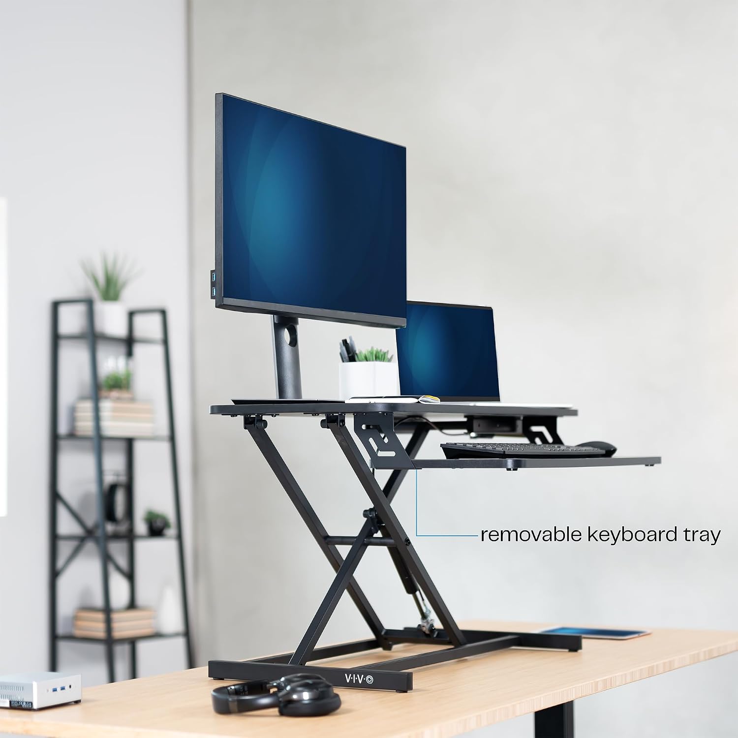 Thumbnail 6 de VIVO DESK-V000S Standing Desk Riser, 32-Inch Two-Tier Top, Adjustable Height