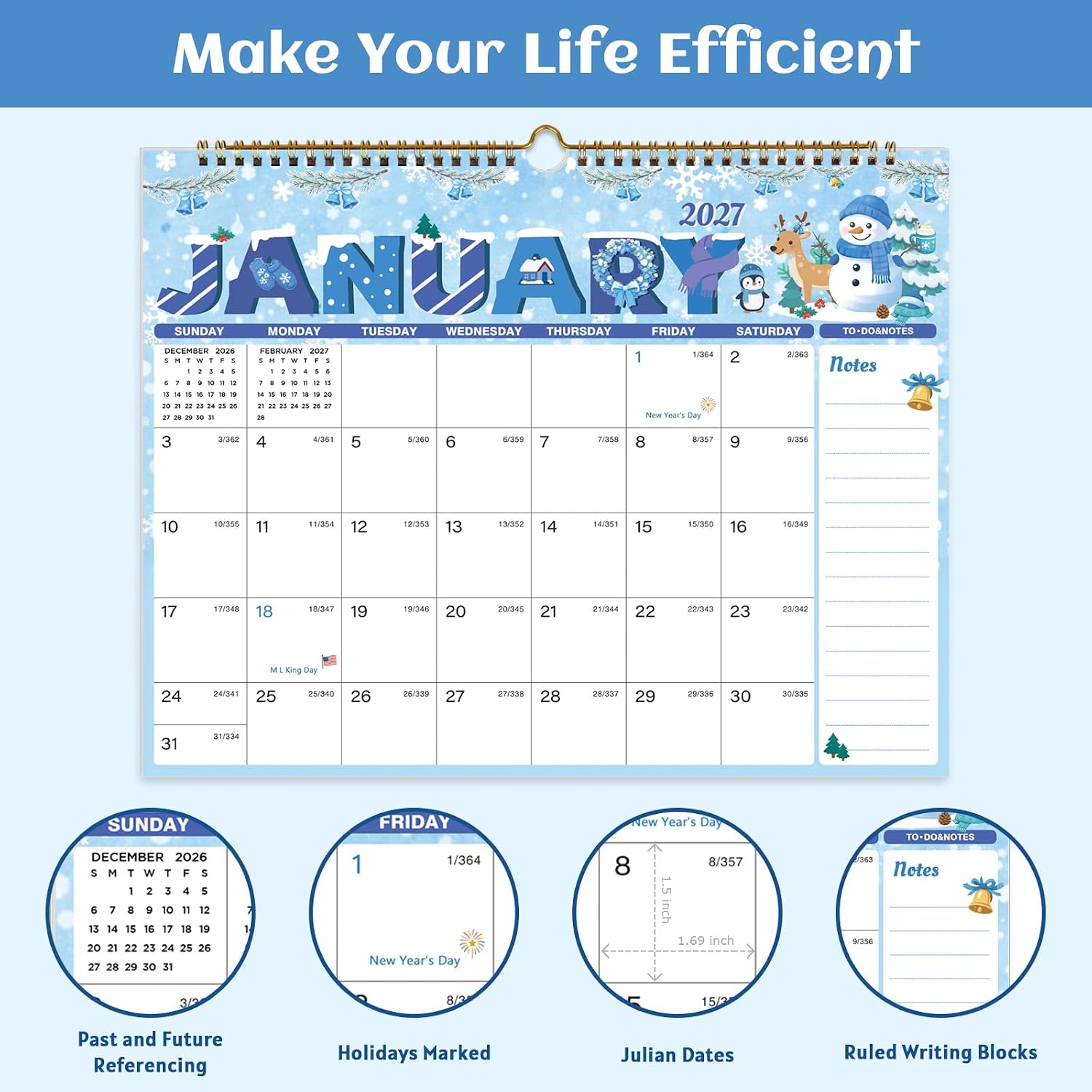 Thumbnail 3 de Spomepo 2027-2028 Wall Calendar, 18-Month, Twin-Wire Binding