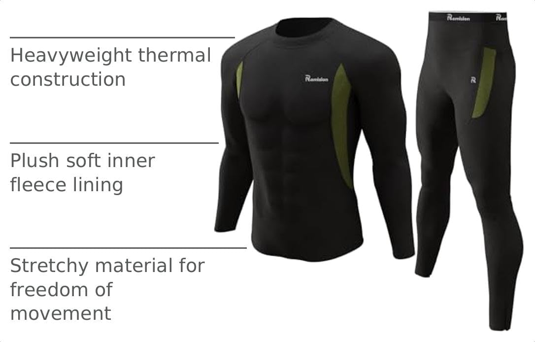 Detalle de romision Men's Thermal Underwear Set, Fleece-Lined with 4-Way Stretch