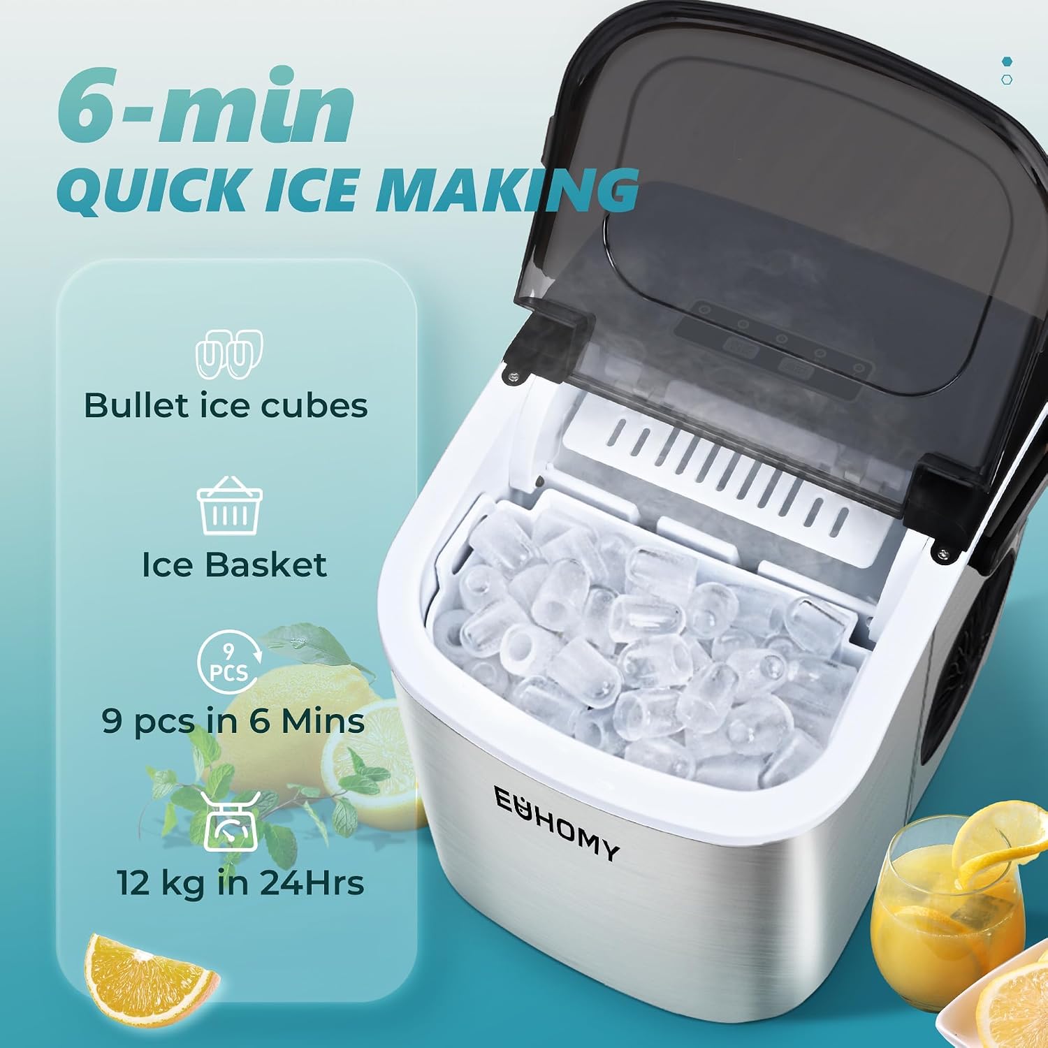 Thumbnail 2 de EUHOMY Ice Maker Machine Countertop: Compact, Quiet and Self-Cleaning