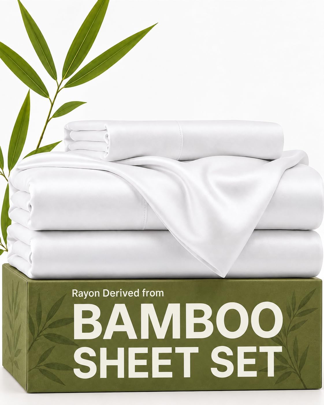 Detalle de Bamboo Sheets Twin Size: 100% Rayon Derived From Bamboo Cooling Set (1 Flat, 1 Fitted, 1 Pillowcase) – Ultra-Soft, Breathable Hotel-Luxury Bedding