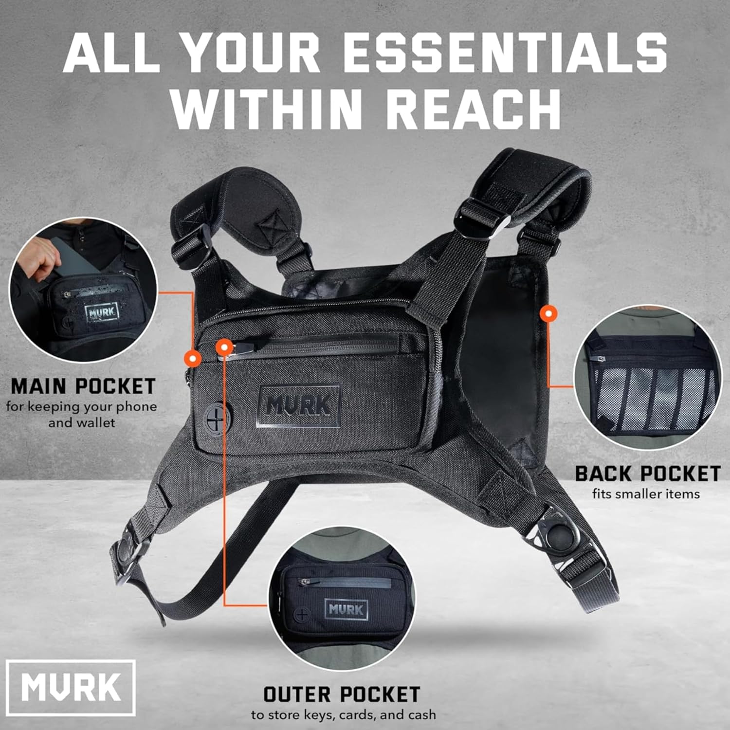 Detalle 2 de MVRK Water Resistant Chest Pack running vest