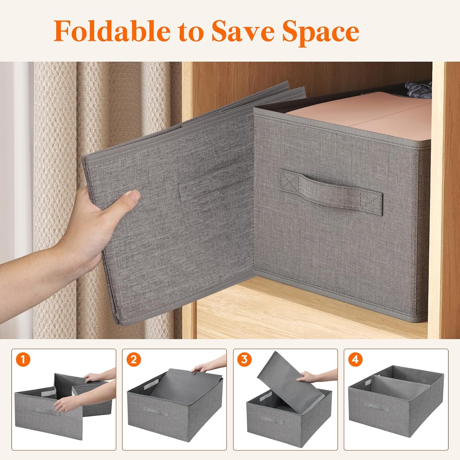 Thumbnail 6 de Lifewit LH24233.01FG.V1.M01 Wardrobe Organiser Boxes, Set of 4, Foldable