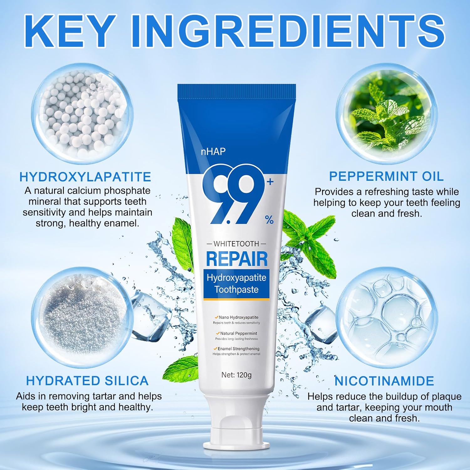 Thumbnail 1 de Hydroxyapatite Toothpaste 9.9% — Enamel Protection 🪥