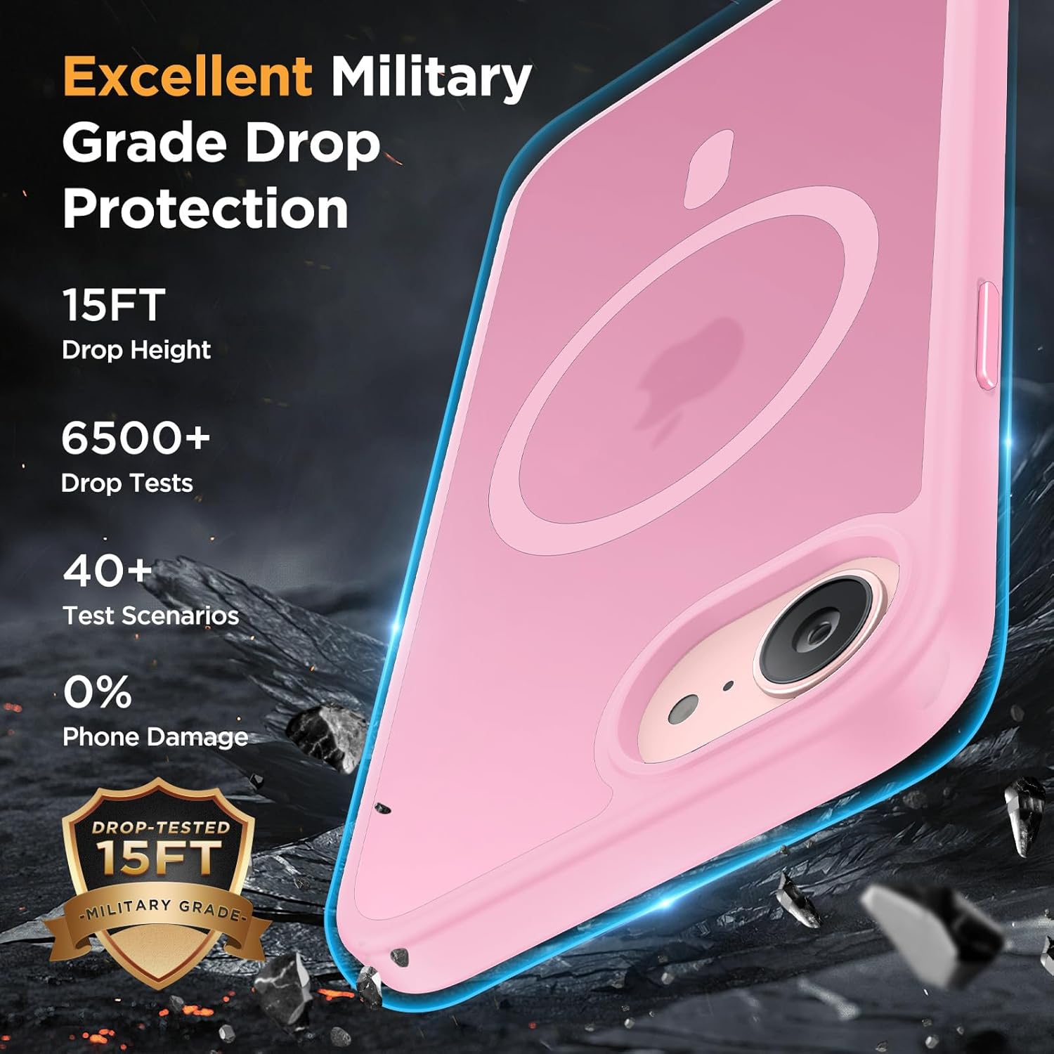 Thumbnail 3 de Miracase for iPhone 17e & 16e Case with MagSafe, 2x Screen Protectors – Military-Grade Shield in Soft Pink