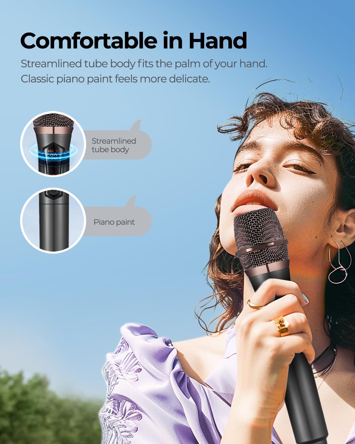 Detalle de ALPOWL Micrófono Inalámbrico UHF con Receptor y DSP para Karaoke y Voz en Vivo