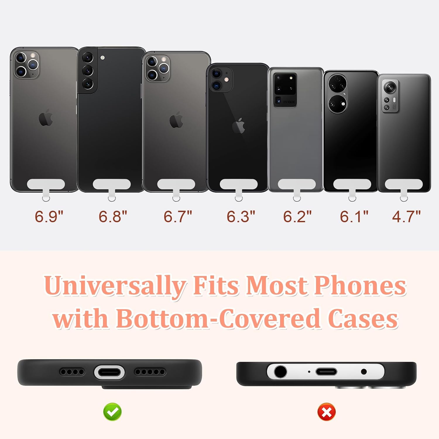 Thumbnail 6 de Qyoocom chaîne de téléphone portable avec perles colorées et cordon amovible (2 patchs) – cordon universel