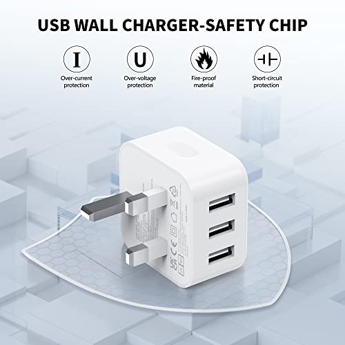 Detalle de Luetasoo USB Plug: 3-Port 5V 3A Multi USB Charger for iPhone and More