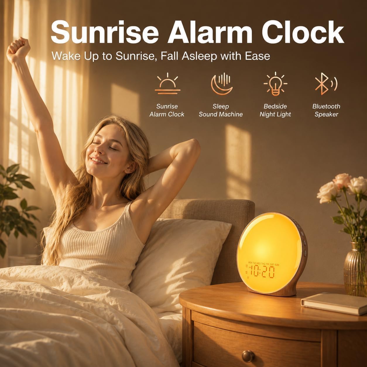 Thumbnail 3 de JALL K8 Sunrise Alarm Clock with Full-Screen Light, 25 Sounds and FM Radio