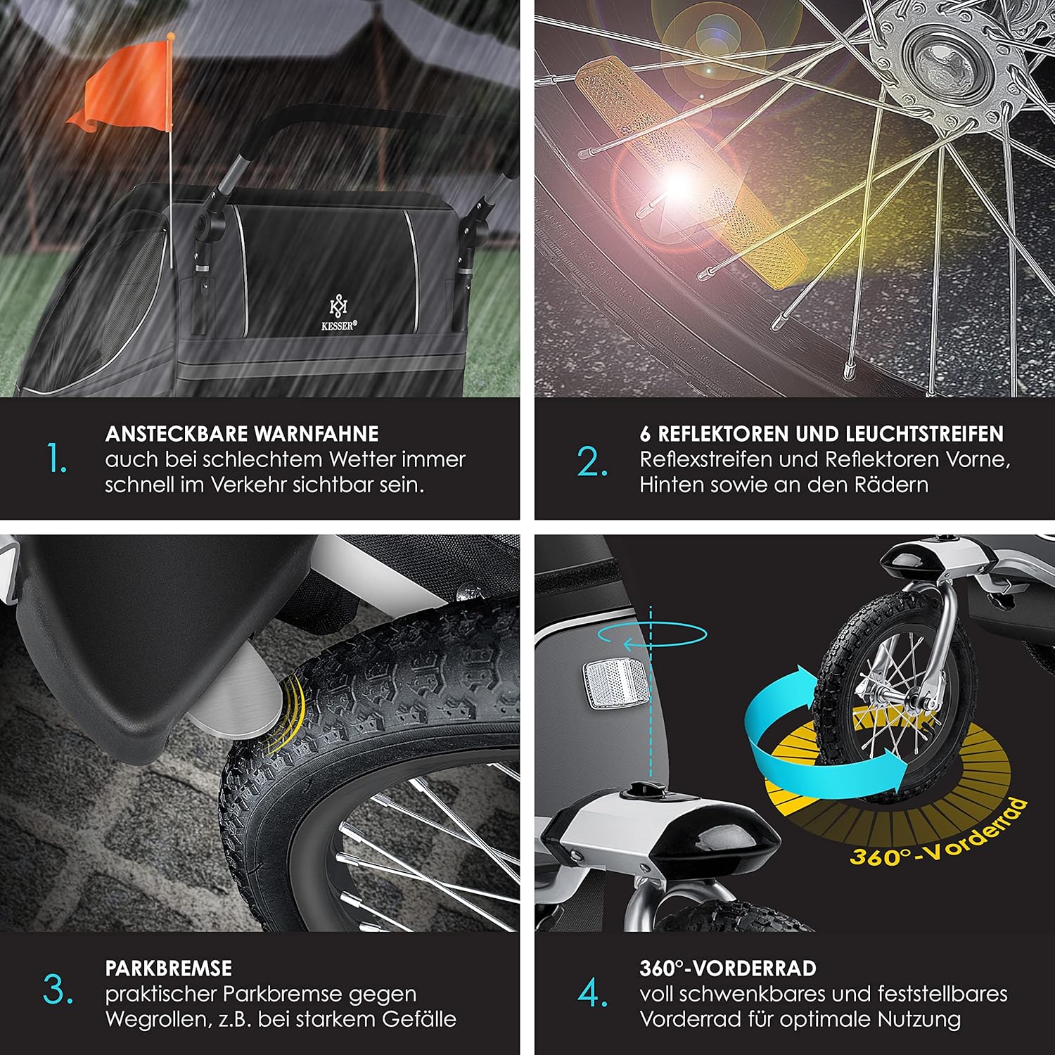 Thumbnail 3 de KESSER® Kinderanhänger 2in1 für 1–2 Kinder 40 kg