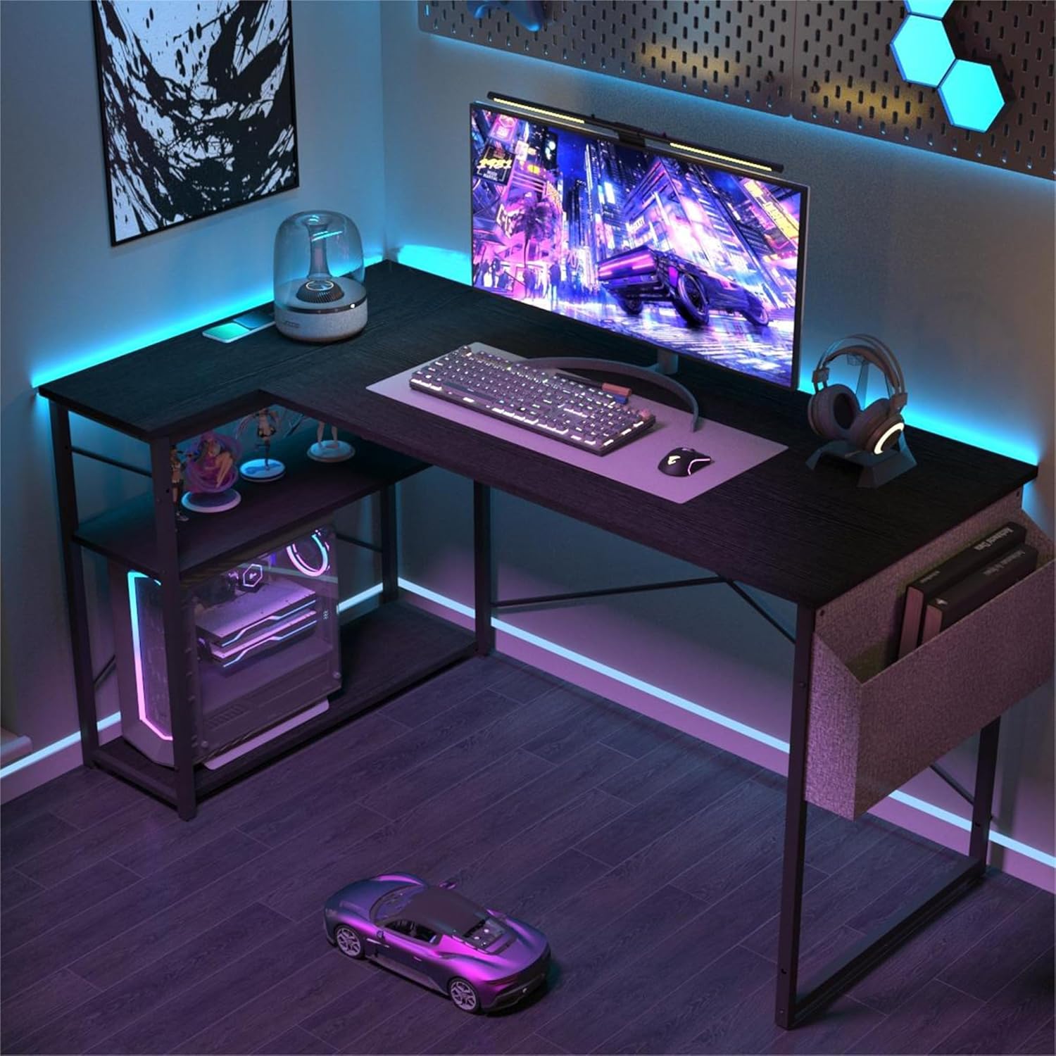 Thumbnail 5 de BEXEVUE L Shaped Gaming Desk 100x70 cm