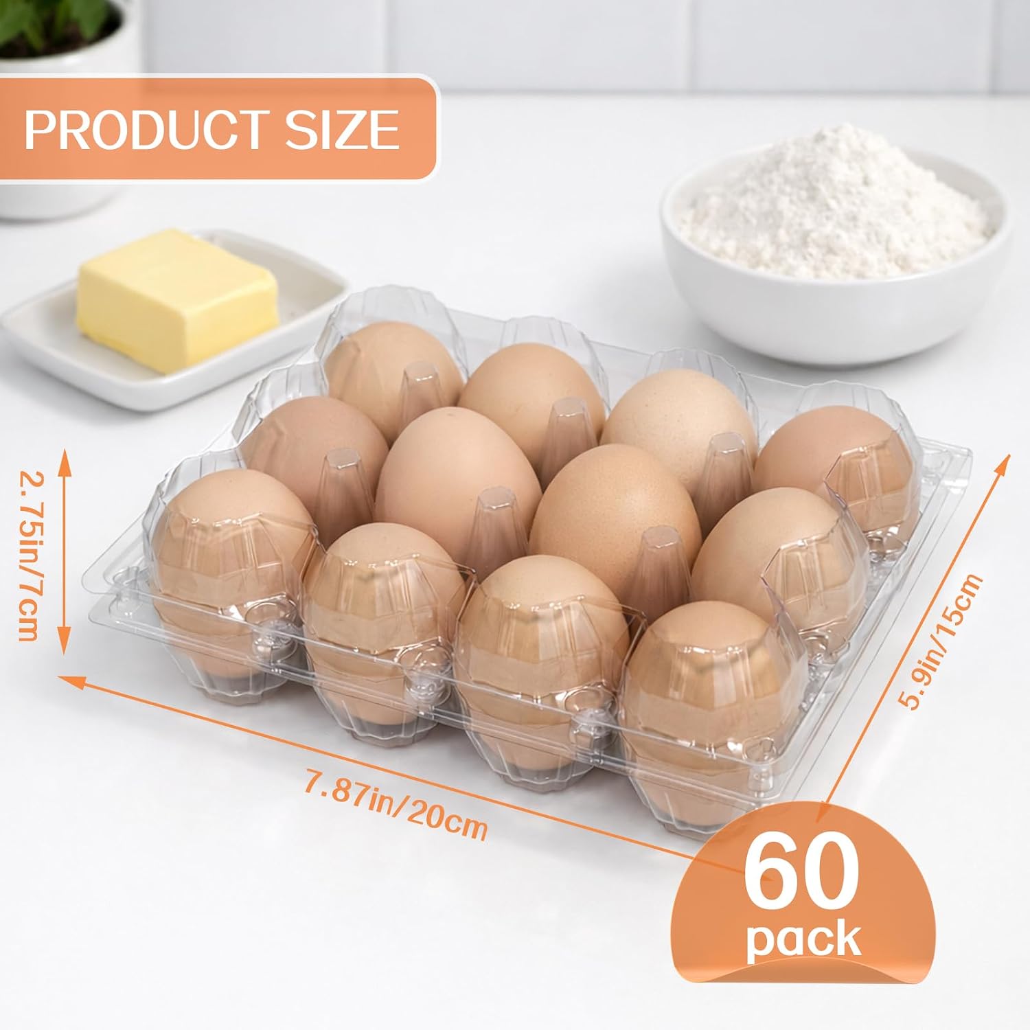 Thumbnail 6 de WIKDAY Clear Plastic Egg Cartons, 60-Pack, Reusable 12-Count Containers