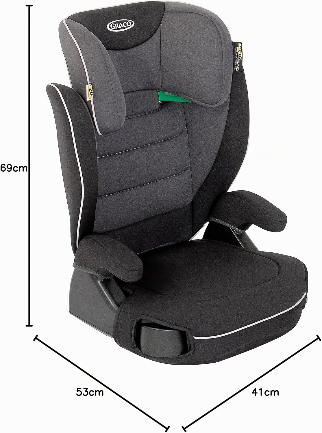 Detalle de Graco Logico L i-Size R129 Rialzo con schienale alto Midnight: seduta leggera e sicura per 100–150 cm