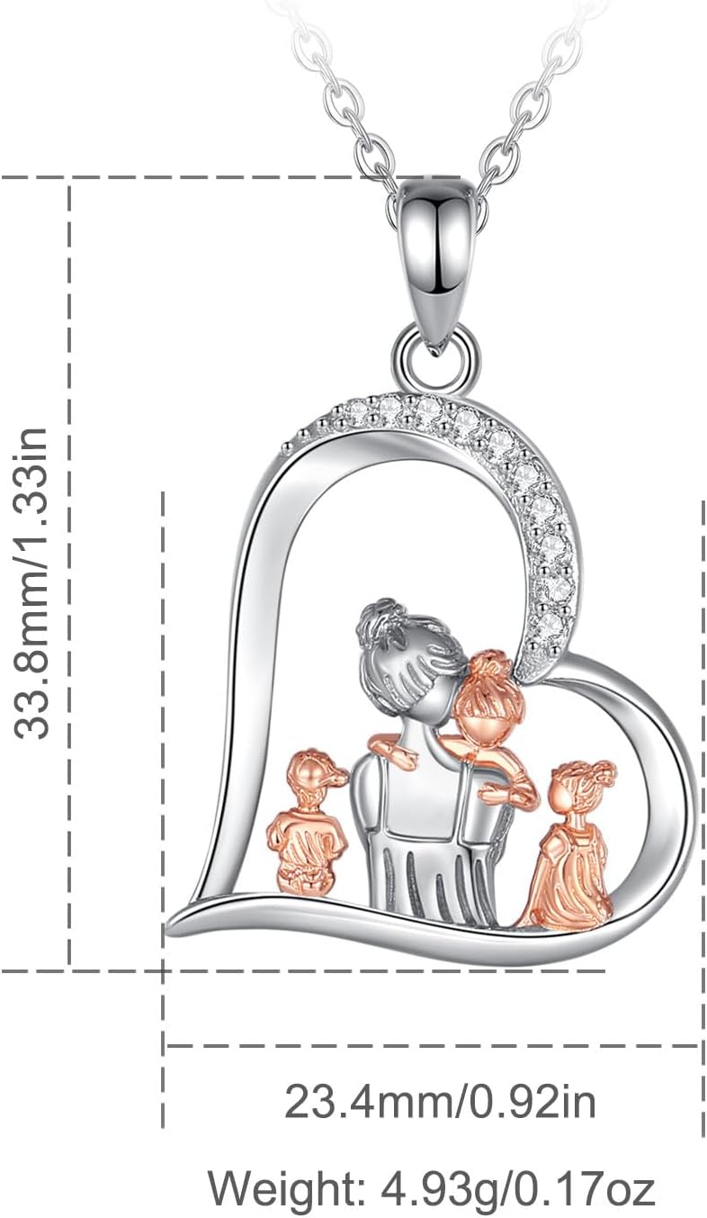 Thumbnail 6 de INFUSEU Herzform Halskette mit Mutter-und-Kind-Anhänger aus 925 Silber – Muttertagsgeschenk