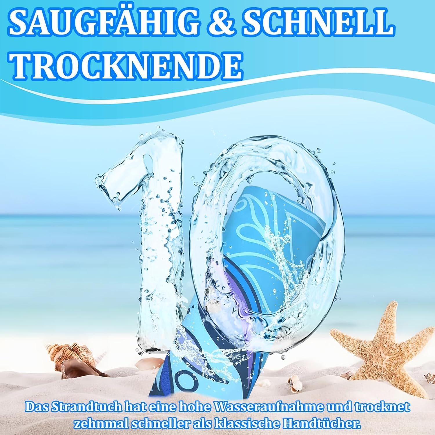 Thumbnail 5 de Giyim Strandhandtuch Groß 180 × 100 cm – Mikrofaser, doppelseitig bedruckt, schnell trocknend