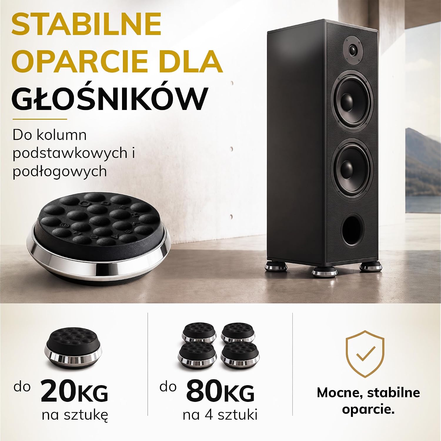 Detalle de Oehlbach 55049 – metalowe izolatory rezonansowe do głośników, 4 sztuki