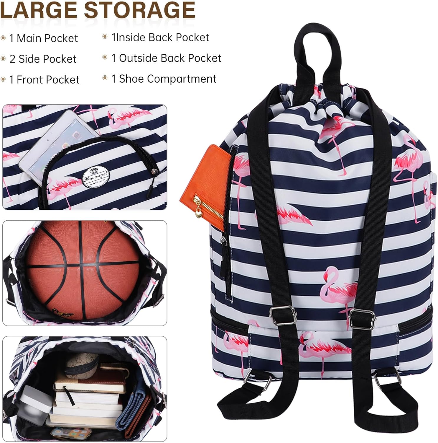 Detalle de HUA ANGEL Mochila Deportiva Ligera con Bolsillos 🏃♀