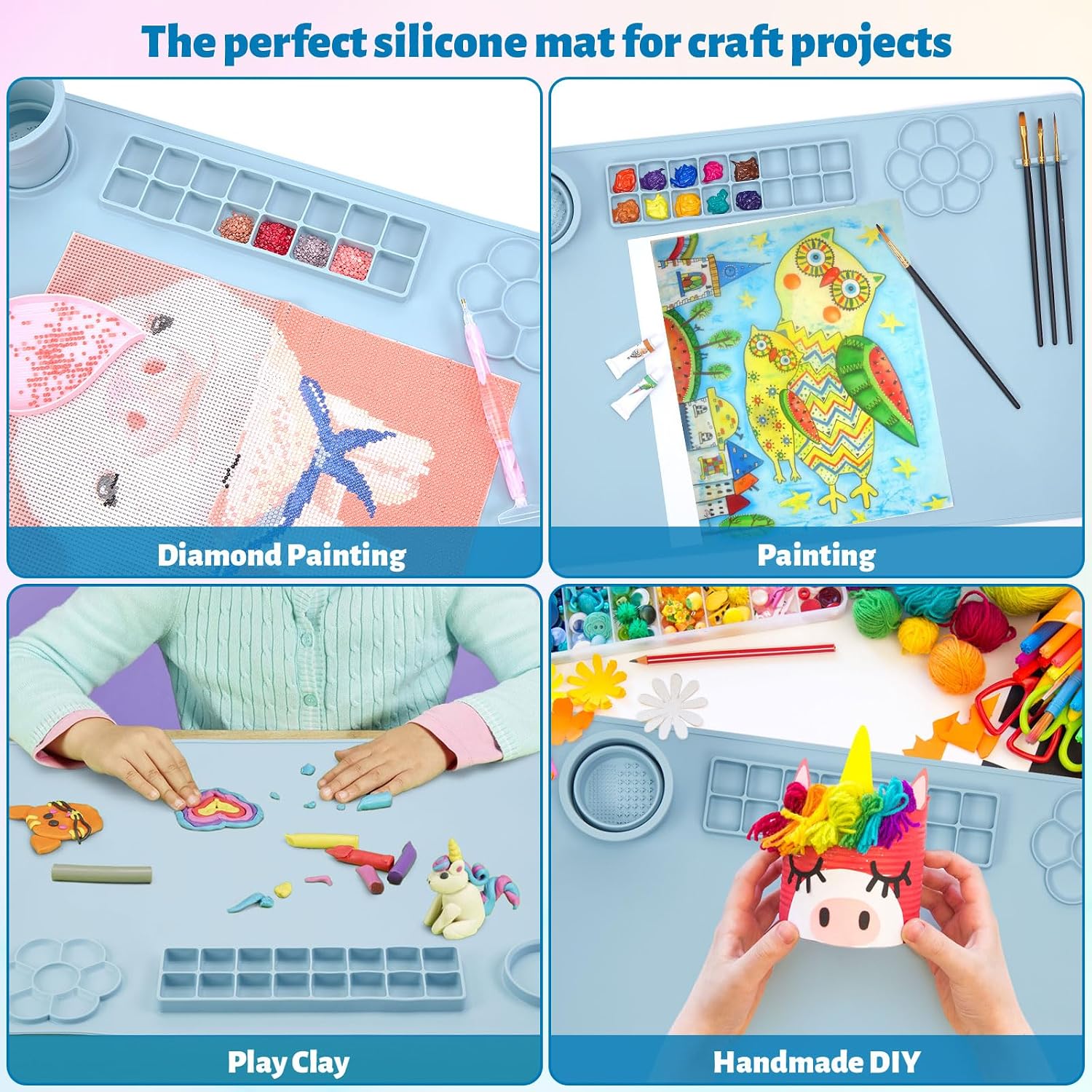 Thumbnail 6 de Limous Silicone Painting Mat 24" x 16" with Cup Holder and 16-Colour Separator