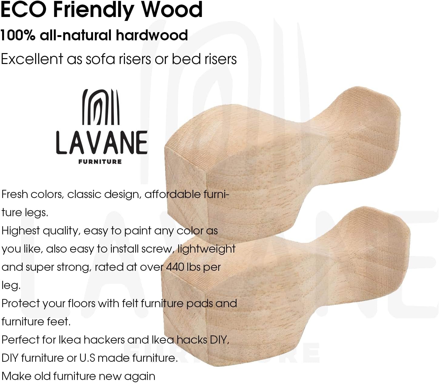 Detalle de La Vane Wooden Furniture Legs, 10 cm