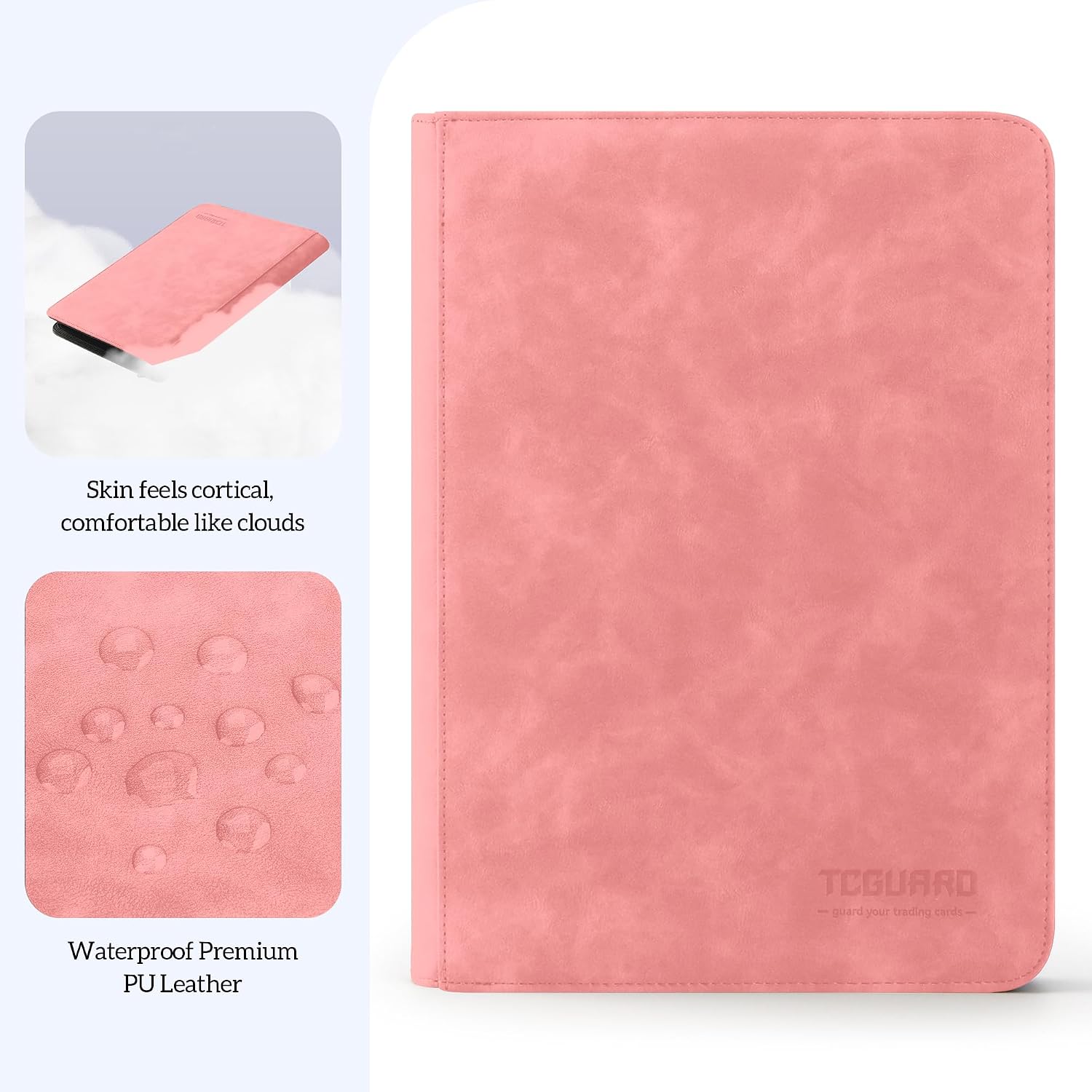 Detalle 2 de TCGUARD Pink 9 Trading Card Binder, 9-Pocket Zipper Album, 540-Card Capacity