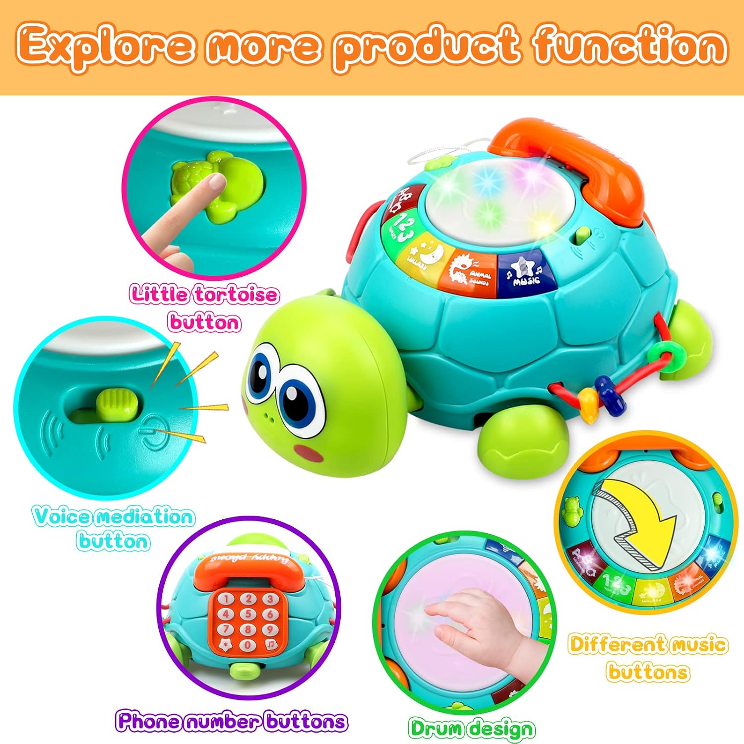 Thumbnail 2 de Baby Toys 6 to 12 Months Crawling Turtle Sensory Toy