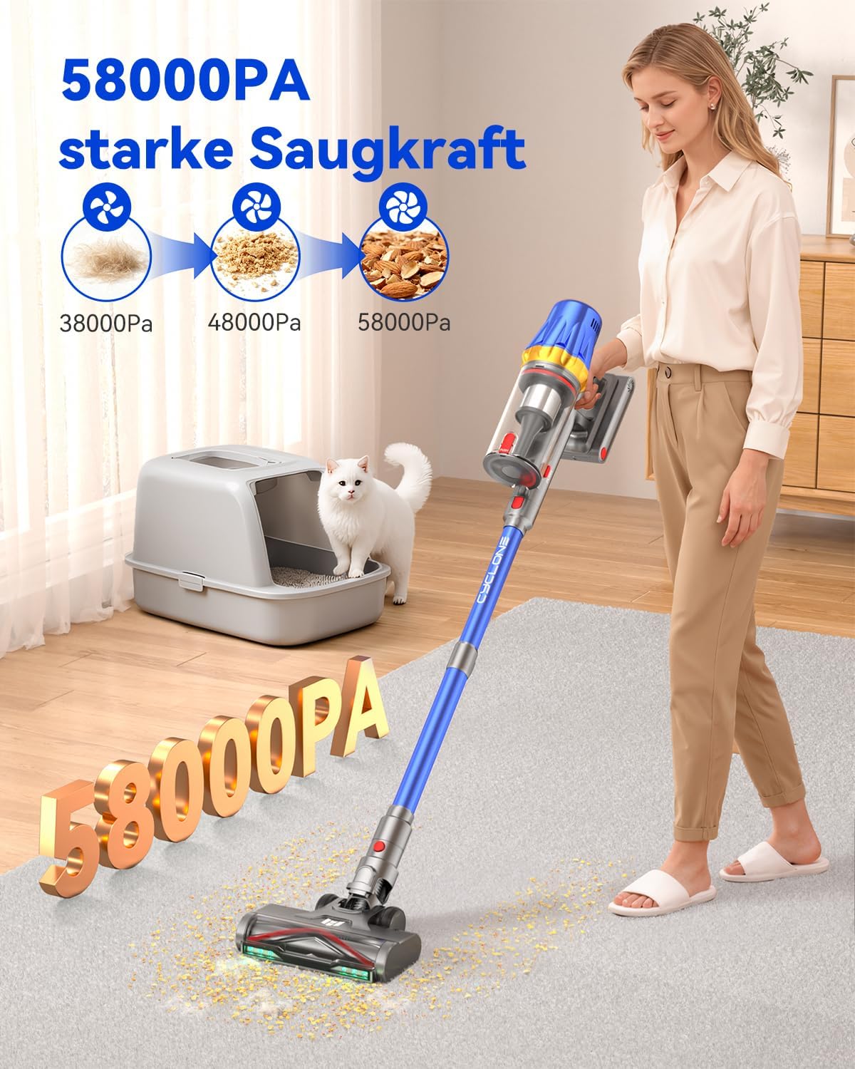 Detalle 2 de Huhuba H9 Akku Staubsauger 58.000 Pa