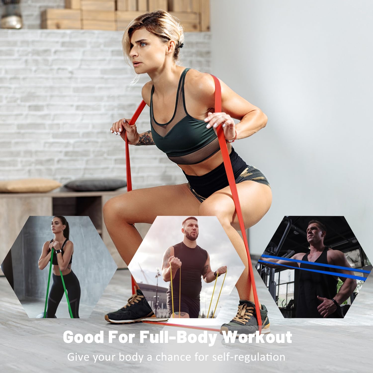 Detalle de ROSAPOAR Resistance Bands Set, 5 Resistance Levels for Pull-Ups and Training