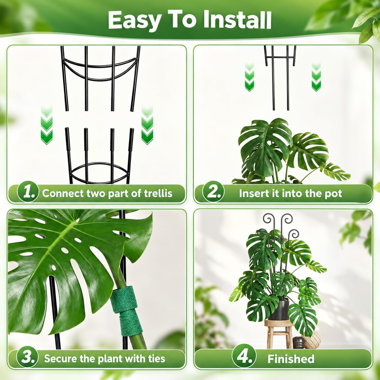 Detalle de Coomin metal plant trellis, 32.6-inch