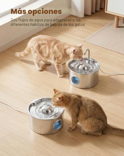 Detalle de Fuente para Gatos Acero Inoxidable 2,6 L de DCTROD con Filtración de Cuatro Capas
