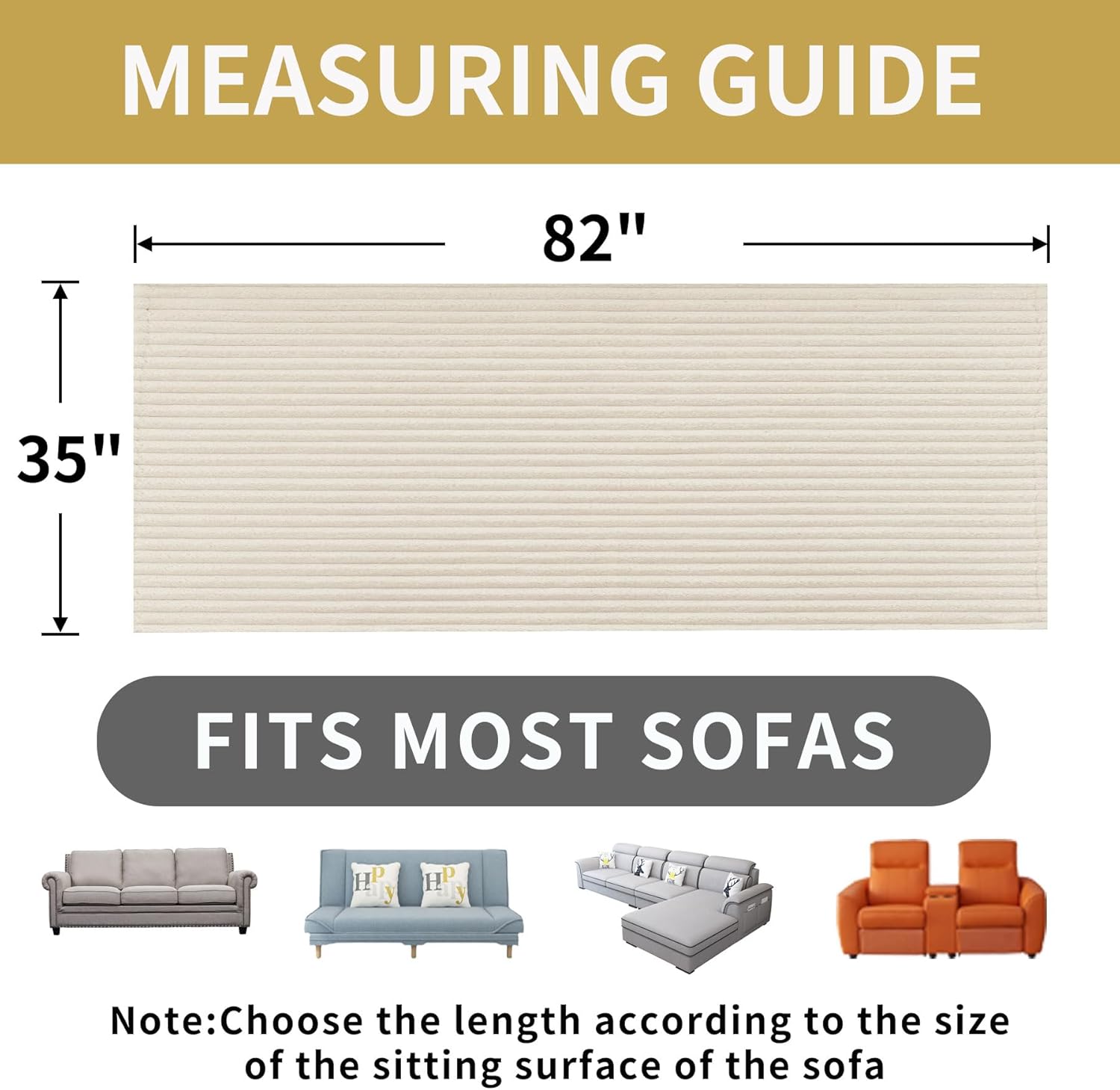 Thumbnail 6 de HAOMAIJIA Waterproof Couch Cover for Dogs (Off White, 35" x 82")