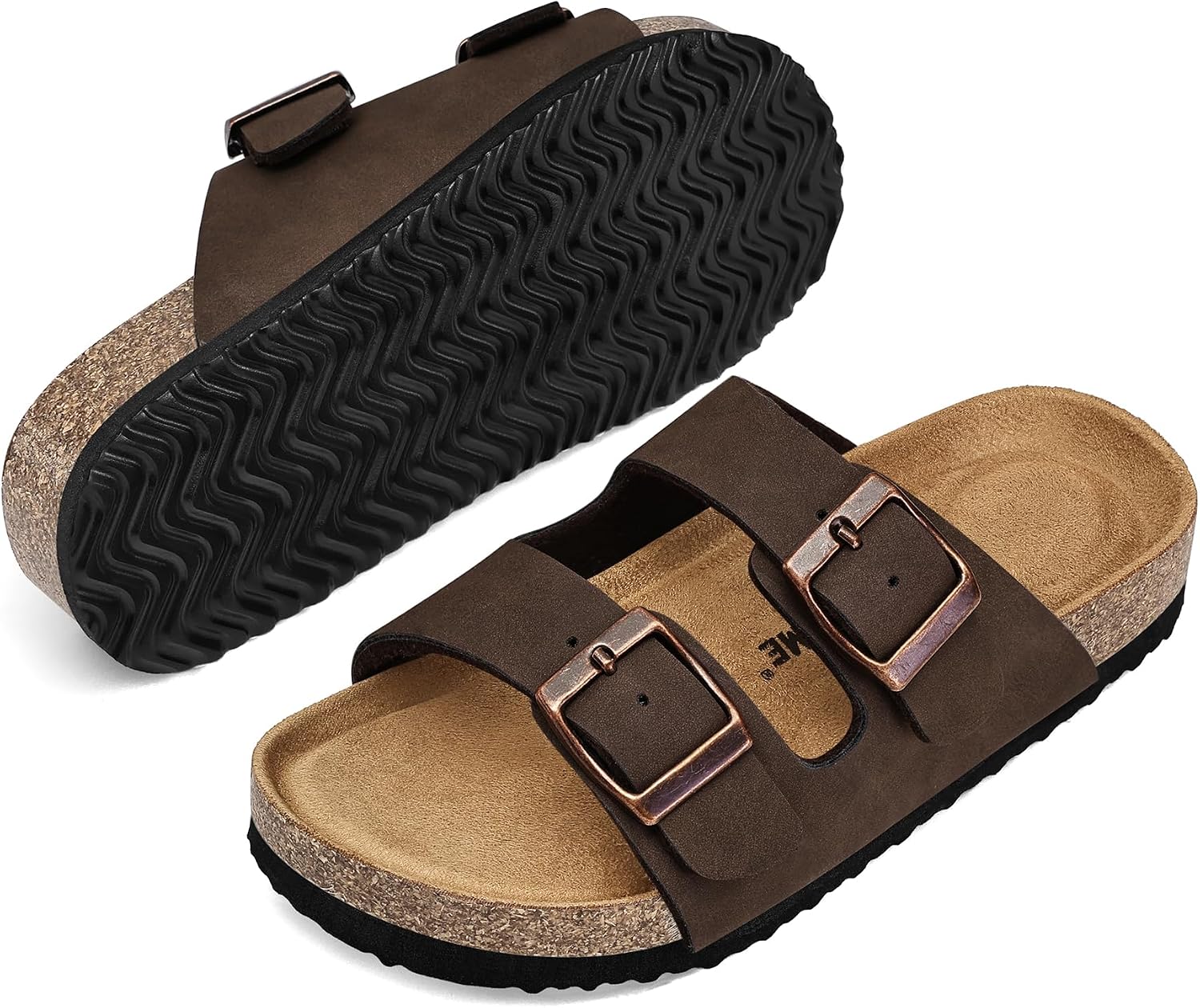 Detalle de K KomForme Kids Sandals with Cork Footbed: Adjustable, Comfortable Slides for Little and Big Kids