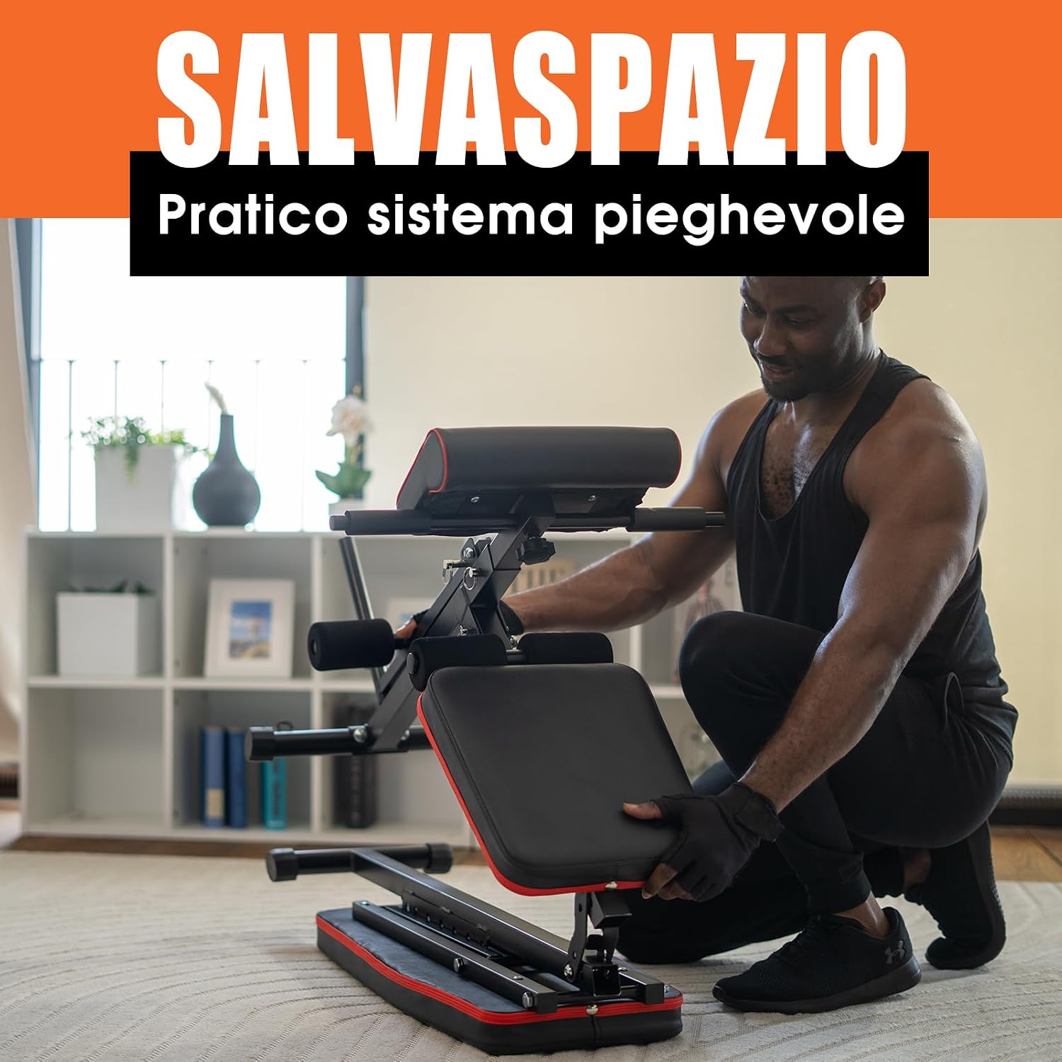 Detalle de DH FitLife Panca Pesi pieghevole regolabile: panca inclinabile e piana per allenamento multifunzionale
