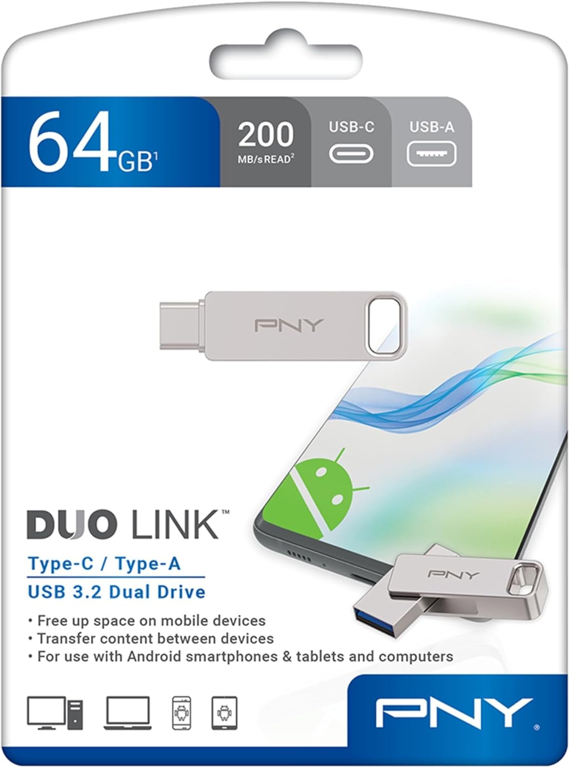 Thumbnail 6 de PNY Duo Link 64GB USB 3.2 Tipo C para Android