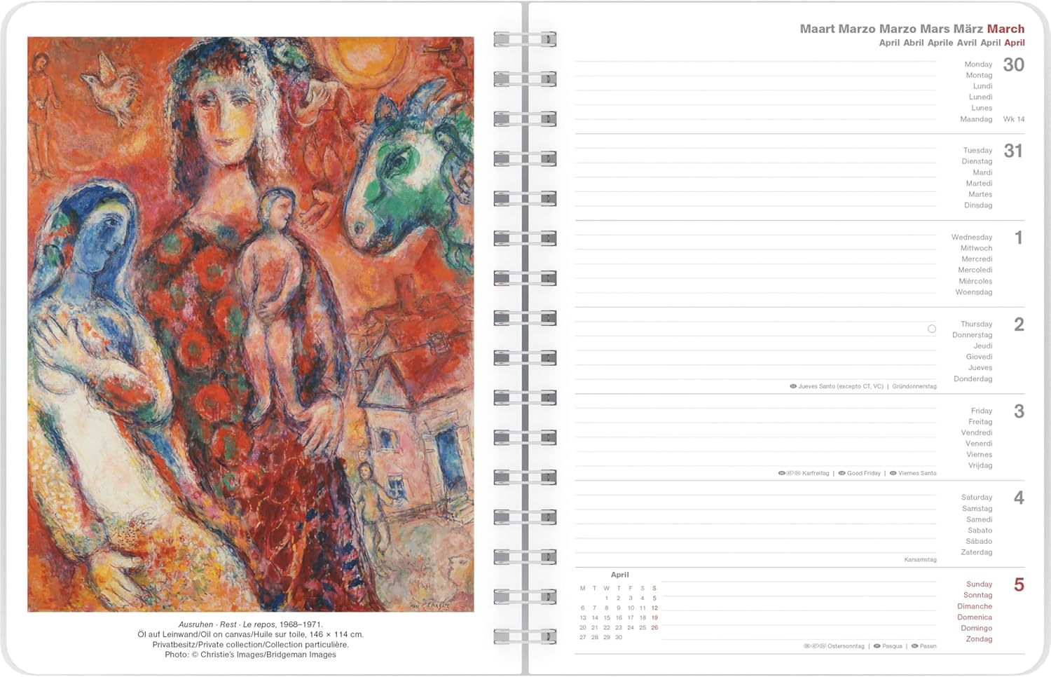 Thumbnail 1 de teNeues Marc Chagall Diary 2026 – Buchkalender Wochenkalender Deluxe (17x22 cm)