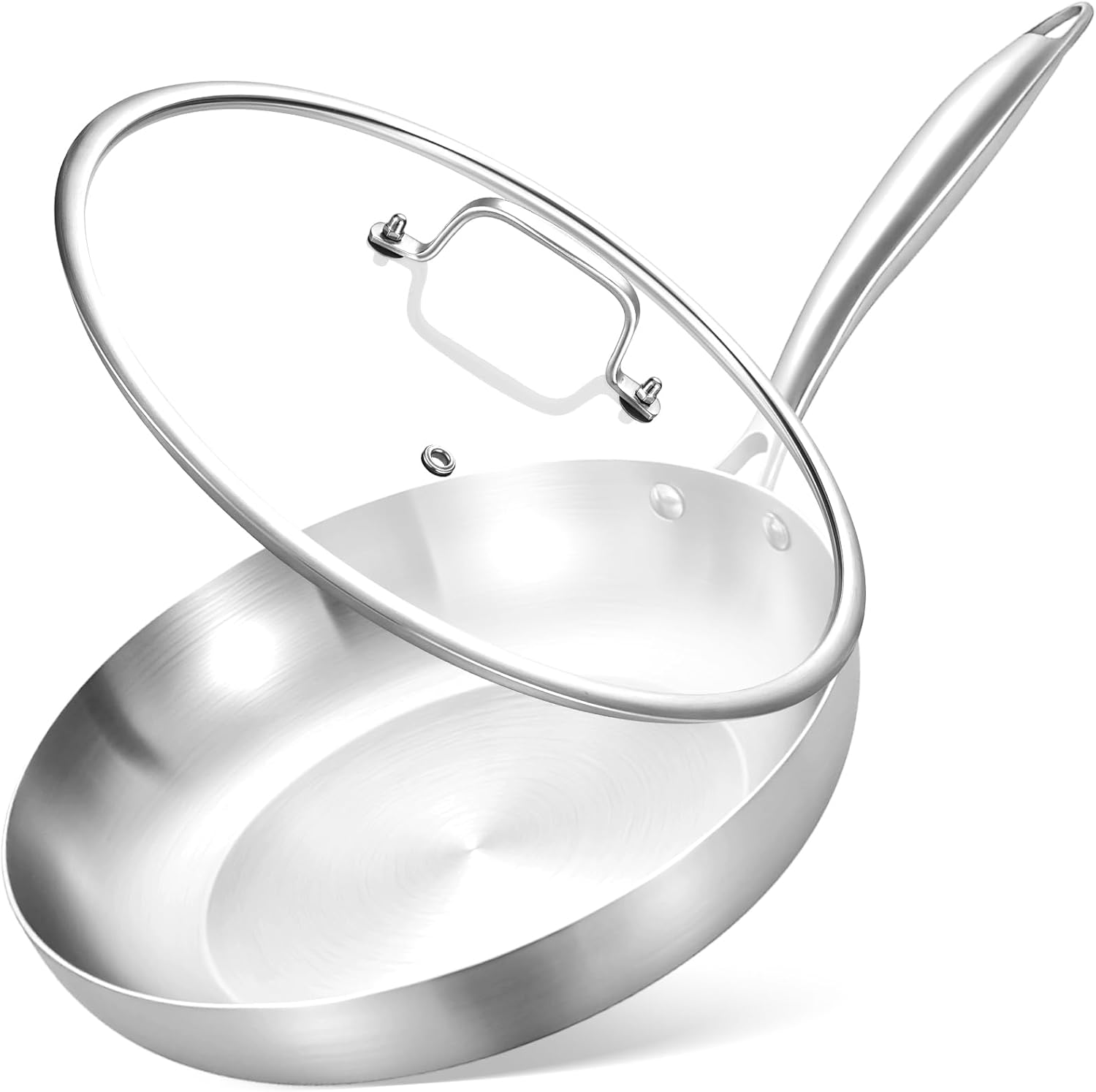 Detalle de Inqibee 10 Inch Tri-Ply Stainless Steel Frying Pan with Lid