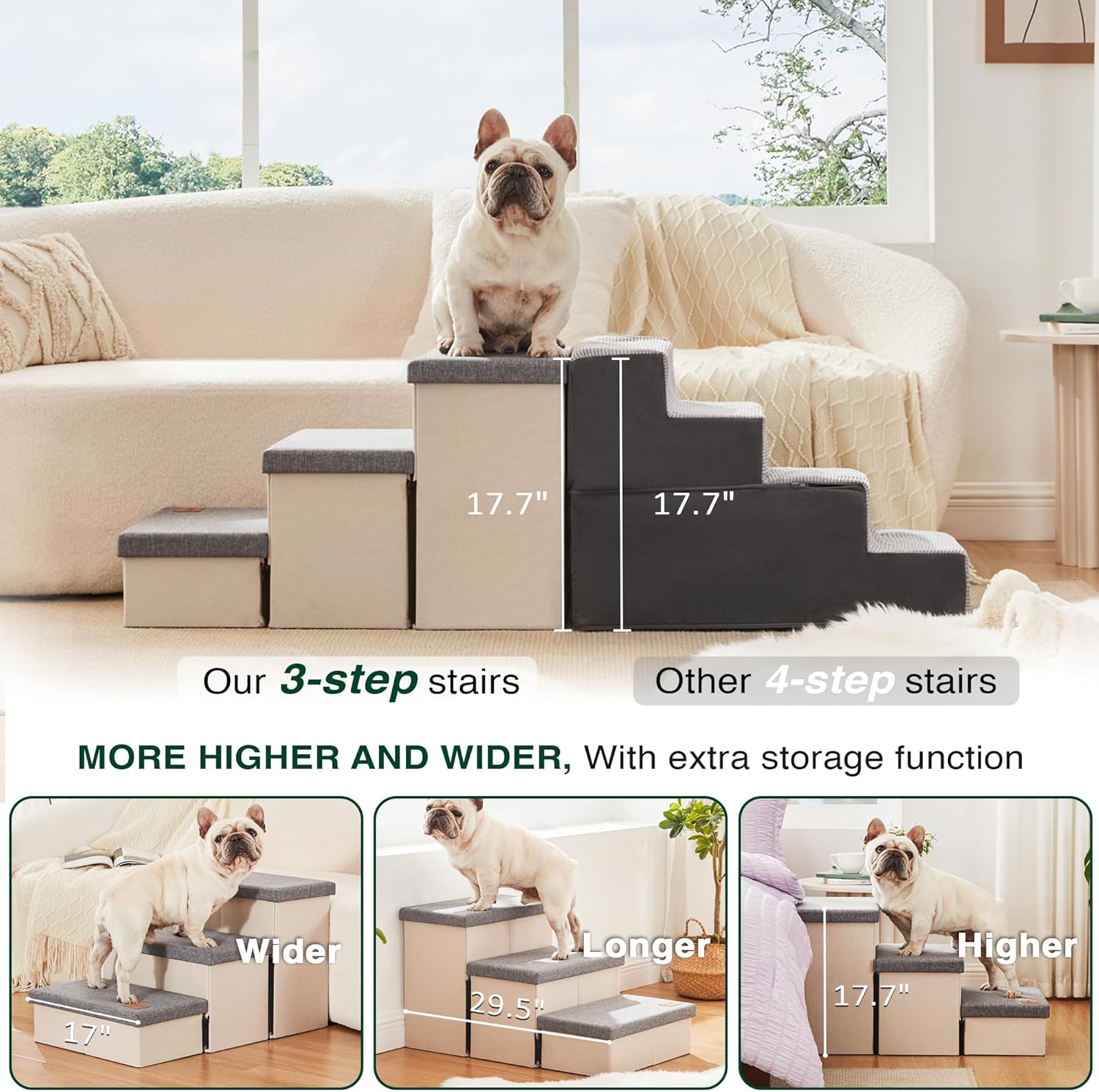 Detalle de Love's cabin Dog Stairs 18" H for Beds